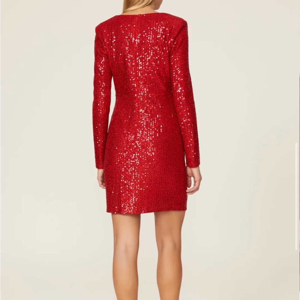 One33 Social Red Sequin Drape Dress Sz 8 - Picture 3 of 11